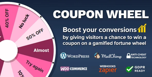 Coupon Wheel For WooCommerce and WordPress 3.6.0