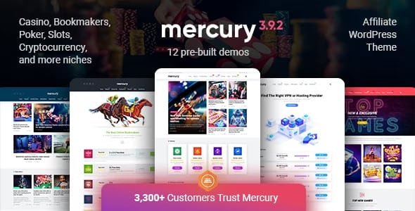 Mercury – Affiliate WordPress Theme. Casino, Gambling & Other Niches. Reviews & News 3.9.12