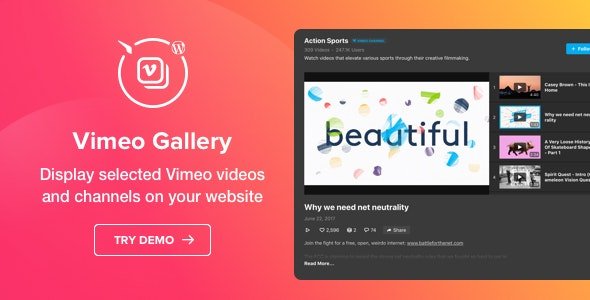 Vimeo Gallery – WordPress Vimeo plugin 1.1.1